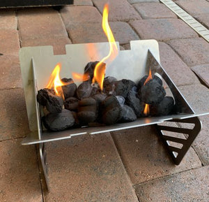 Emperor collapsible mini charcoal grill, fire pit heavy duty steel. Camping, tailgating, table top, portable!