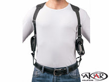 Load image into Gallery viewer, S&amp;W M&amp;P 9 40 45 Nylon Horizontal Shoulder Holster with Double Mag Pouch LH
