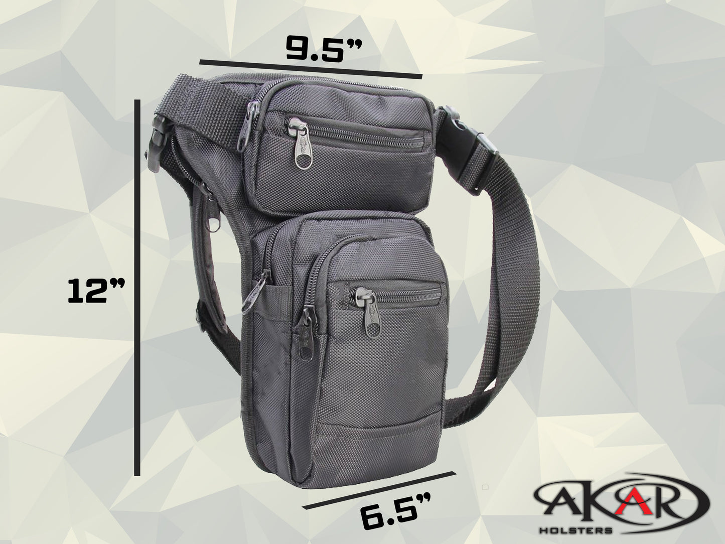 Any GLOCK W/STREAMLIGHT |  Leg Bag for Concealed Gun Carry - Multi-Purpose CCW EDC Waist Bag