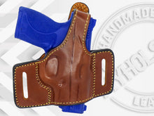 Load image into Gallery viewer, OWB Quick Draw Leather Slide Holster with Thumb Break  Fits Smith &amp; Wesson 3914
