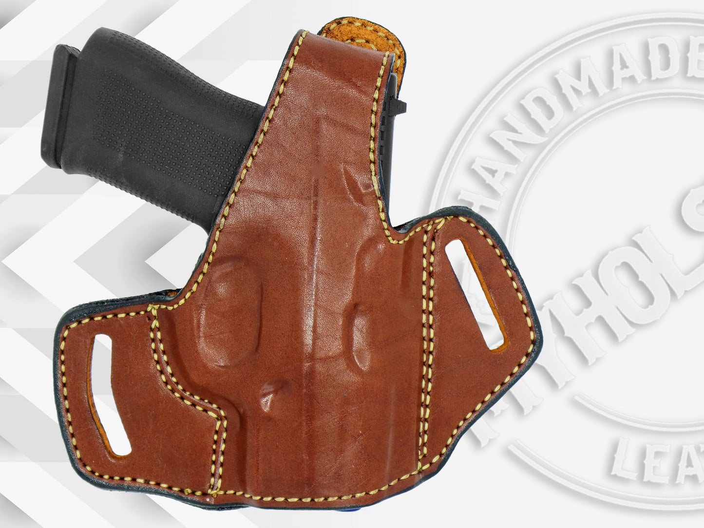 GLOCK 43X OWB Thumb Break Leather Belt Holster - Choose Your Hand and Color