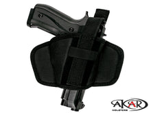 Load image into Gallery viewer, Ruger P93 OWB Leather &amp;  Nylon Thumb Break Pancake Belt Holster
