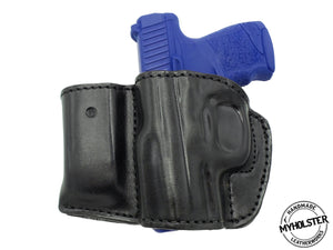 Black Belt Holster w/Mag Pouch Leather Holster Fits WALTHER PPS M2