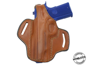 Springfield Micro Compact 1911 OWB Brown Thumb Break Right Hand Leather Belt Holster - PICK YOUR COLOR & HAND