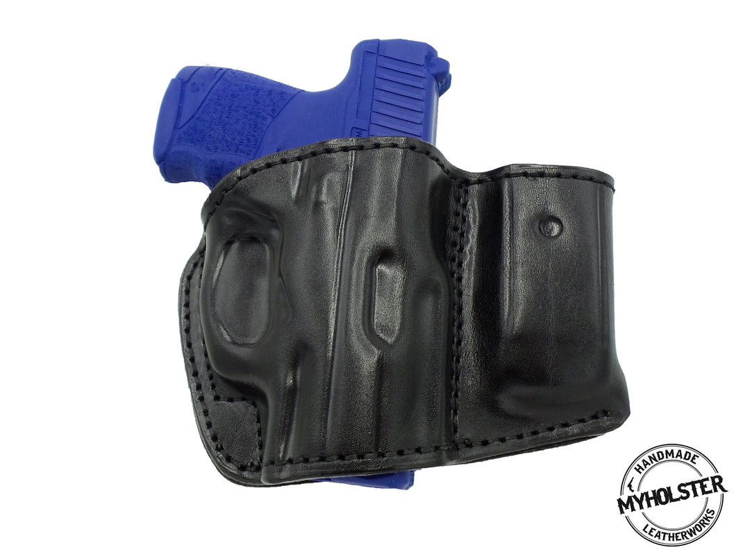 Black Belt Holster w/Mag Pouch Leather Holster Fits WALTHER PPS M2