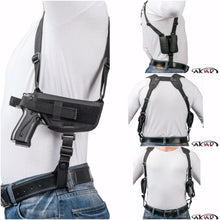 Load image into Gallery viewer, S&amp;W M&amp;P 9 40 45 Nylon Horizontal Shoulder Holster with Double Mag Pouch LH

