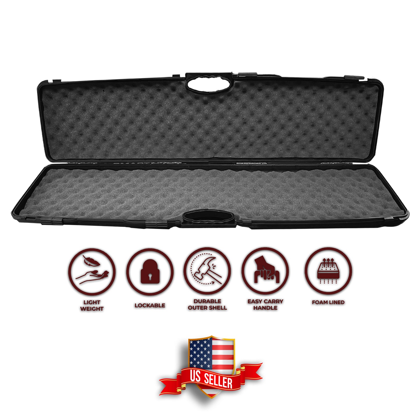 Emperor Single Scope Hard Plastic Rifle Case with Foam | 31.25" x 10" x 3" Scratch and Water Resistant Storage Case - Dual Layers of Soft Egg Crate Foam