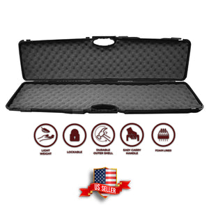 5 PCS SET | Emperor Single Scope Hard Plastic Rifle Case with Foam | 31.25" x 10" x 3" Scratch and Water Resistant Storage Case - Dual Layers of Soft Egg Crate Foam