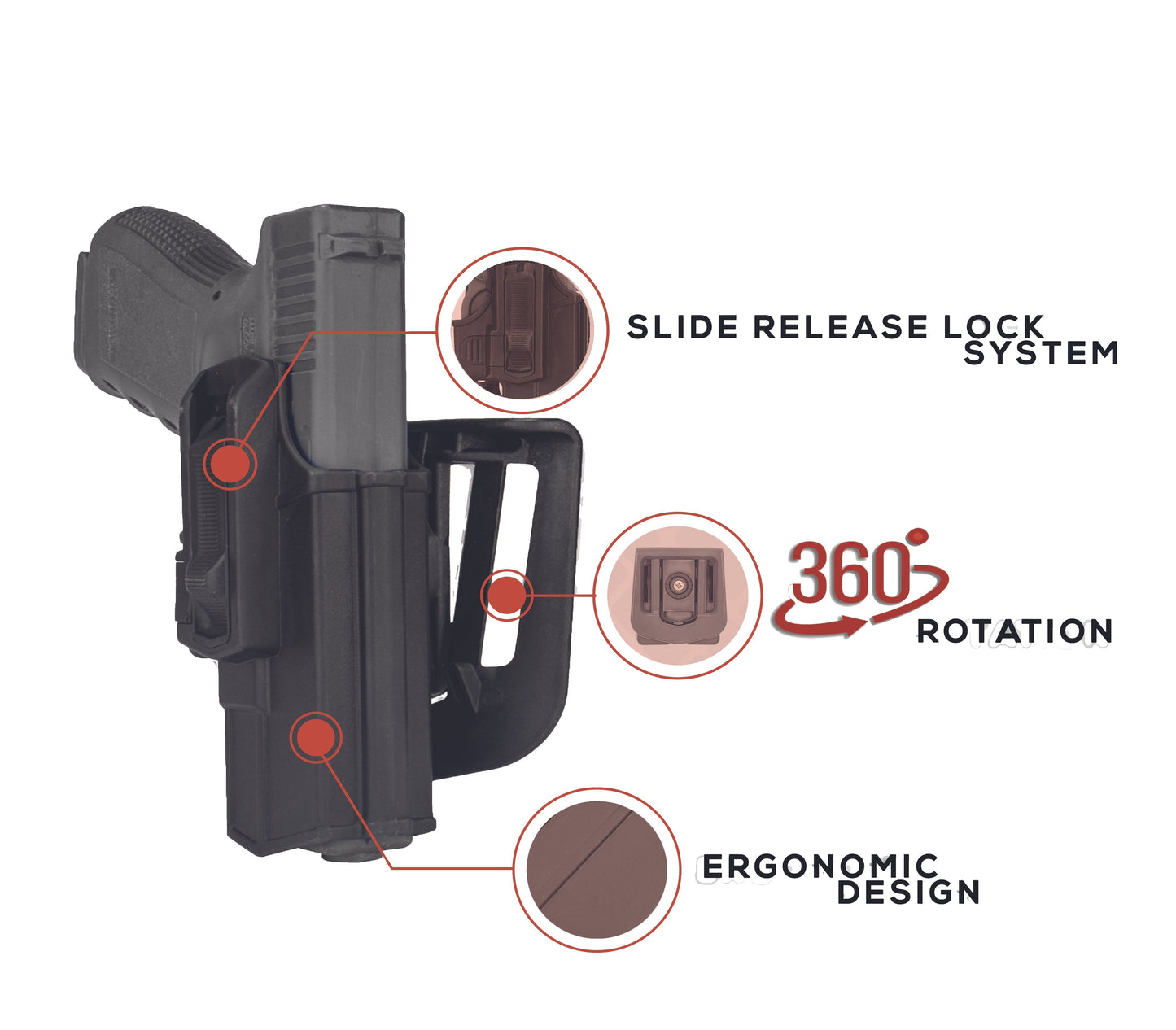 OWB Paddle Holster For SAR P8L - Outside Waistband Kydex Holster With Optic Cut