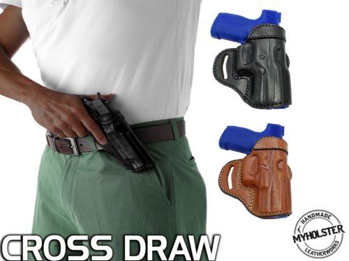 Ruger LCP OWB Open Top Cross-draw Leather Holster